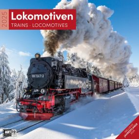 Kalender Lokomotiven 2024 - 30x30 als Werbeartikel
