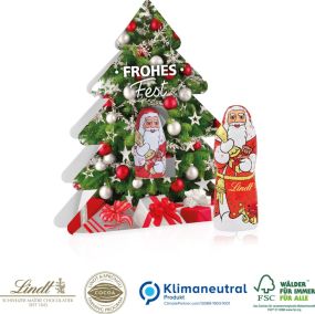 Weihnachtsbaum mit Nikolaus, Klimaneutral, FSC® als Werbeartikel