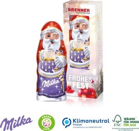Milka Weihnachtsmann, 45 g, Klimaneutral, FSC® als Werbeartikel
