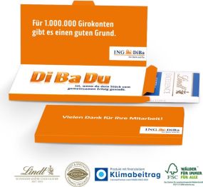 Grußkarte mit Schokoladentafel von Lindt Excellence als Werbeartikel