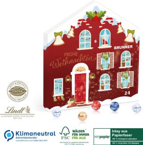 Jubiläums Weihnachtshaus-Adventskalender Organic Lindt als Werbeartikel
