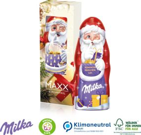 Milka Weihnachtsmann, 90 g, Klimaneutral, FSC® als Werbeartikel