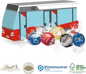 3D Präsent Bus mit Lindt Lindor als Werbeartikel