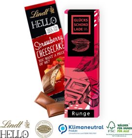 Schokolade von Lindt HELLO, Klimaneutral, FSC® als Werbeartikel