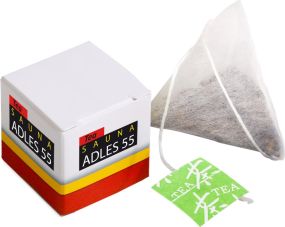 Viereckige Box mit Teebeutel als Werbeartikel