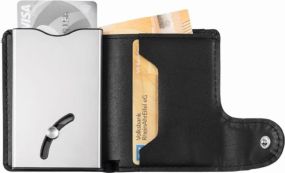 BlackMaxx® Mini-Geldbörse IWalletDeLuxe schwarz als Werbeartikel