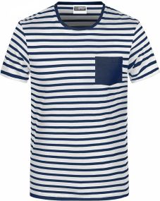 Herren T-Shirt in maritimem Look mit Brusttasche als Werbeartikel