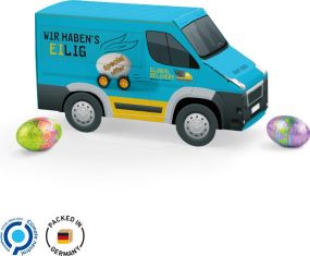 Transporter Präsent mit Schokoladen-Ostereier als Werbeartikel