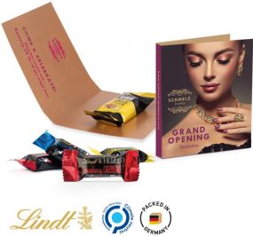 Werbekarte Midi mit Lindt HELLO Mini Sticks - inkl. Druck als Werbeartikel
