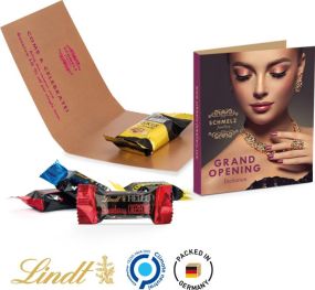 Werbekarte Midi mit Lindt HELLO Mini Sticks - inkl. Druck als Werbeartikel