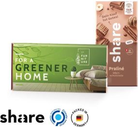 Share Schweizer Schokolade im Werbeschuber - inkl. Druck als Werbeartikel