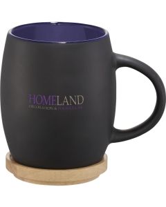 Hearth 400 ml Keramiktasse mit Holz Untersetzer