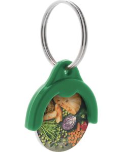 Schlüsselanhänger mit Einkaufswagen-Chip Token, inkl. UV LED Digitaldruck