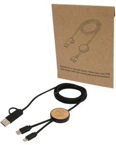 Chechia 150 cm 5in1 Kabel für Datenübertragung und 27W Schnellladung mit Bambusdetails