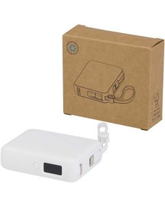 Acrux 35 W 10.000 mAh Tablet Powerbank mit integriertem Typ-C-Kabel aus recyceltem Kunststoff