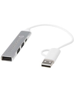 Alkaid 4 Port Hub aus recyceltem Aluminium mit USB-A- und Typ-C-Anschlüssen und zwei Eingängen