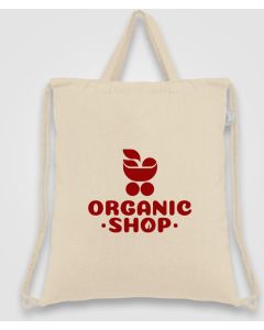 Palma - Rucksack & Tragetasche mit Kordelzug & 140g recycelter Baumwolle - inkl. Werbedruck