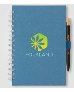 Terra A5 Notizbuch mit Spiral aus recyceltem Milchkarton und Reborn Kugelschreiber Set - inkl. Werbedruck