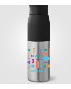 Borealis Recycling-Edelstahlflasche mit Drehverschluss, 650 ml - inkl. Werbedruck