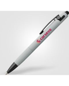 Saga Kugelschreiber mit Stylus aus recyceltem Aluminium - inkl. Werbedruck