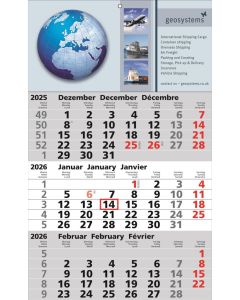 3 Monats-Wandkalender Standard 2, 3-sprachig
