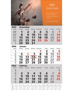 3 Monats-Wandkalender Standard 1 Plus, deutsch