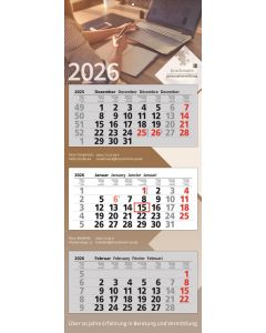 3 Monats-Wandkalender Premium 3, 4-sprachig