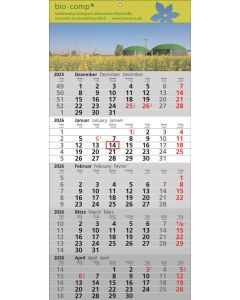 5 Monats-Wandkalender Standard 5, 3-sprachig
