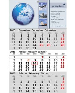 3 Monats-Wandkalender Standard 2 eco, 3-sprachig