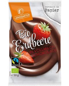 Landgarten Bio Erdbeere in Vollmilch Schokolade 50g