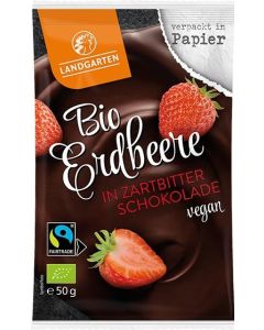 Landgarten Bio Erdbeere in Zartbitter Schokolade 50g