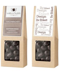 Kaffeebohnen mit Zartbitterschokolade umhüllt