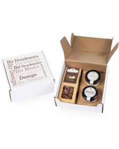Geschenkkarton mit 1 Faltschachteln und 2 Gourmet Gewürzen im Glas