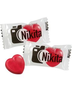 Herz-Bonbons im Flowpack