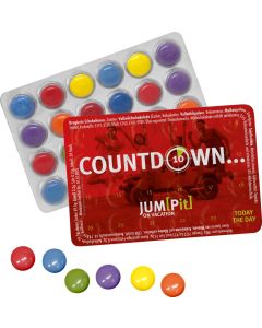 Kleinster Event-Kalender der Welt mit 24 bunten Schokolinsen