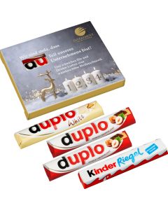 4er Advents-Duplo-Pack, 2x Duplo klassisch, 1x Duplo weiß und 1x Kinder Riegel