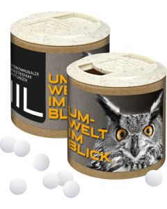 Papier-Werbedose mit Stevia* Pfefferminzpastillen, 72 g