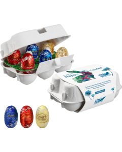 6er Ostereier-Karton mit Lindt Lindor Mini-Eiern