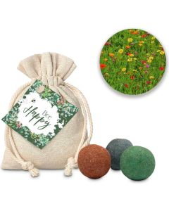 Blumenwiese Bee Happy, 3 Saatkugeln im Säckchen