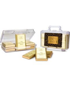 Frohe Ostern Goldkoffer mit 12 Goldbarren, Edelvollmilch-Schokolade (120 g)
