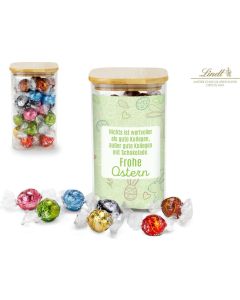Präsenteset: Lindor Team-Glas Frohe Ostern mit 35 Lindt Lindorkugeln