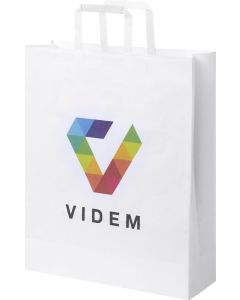 Kraftpapiertasche 80-90 g/m² mit flachen Griffen – groß