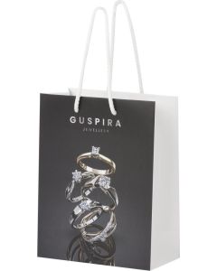 Handgefertigte 170 g/m² Integra-Papiertüte mit Kunststoffgriffen – mittel