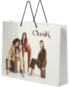 Handgefertigte 170 g/m² Integra-Papiertüte mit Kunststoffgriffen – XXL