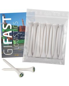 Polybeutel mit 20 Tees 70mm und Karte - inkl. Digitaldruck