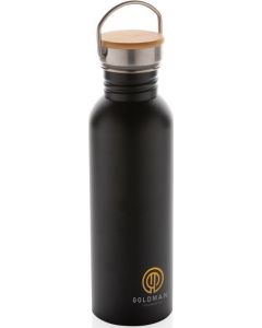 Moderne Stainless-Steel Flasche mit Bambusdeckel