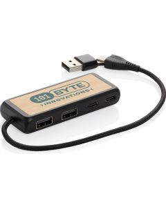 Link Dual Input USB Hub aus RCS rec. Kunststoff und Bambus