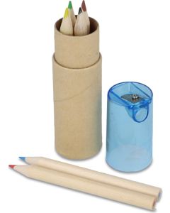 Buntstifte in Pappröhre mit Anspitzerdeckel