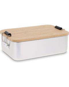 Lunchbox aus Aluminium mit Bambusdeckel