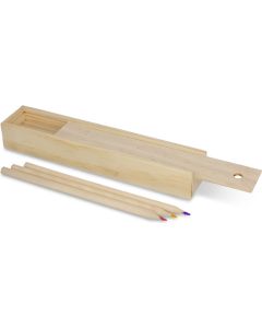Buntstifte in Holzschiebeschachtel